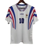 1996 France retro ZIDANE 10 Away White Soccer Jersey