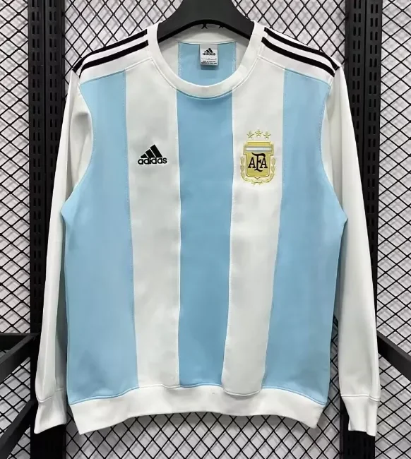 2025-26 Mens  Argentina white blue Hoodie (无帽卫衣)