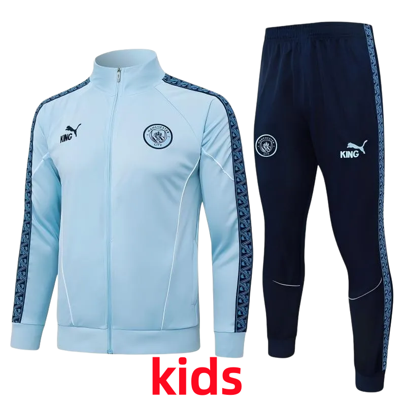 2025-26 Kids Manchester City Light blue Jacket Tracksuit #E25223