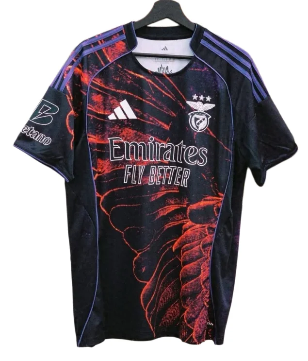 2025-26 Benfica x Vhils Special Edition Black Red Eagle Wing Kit soccer Jersey