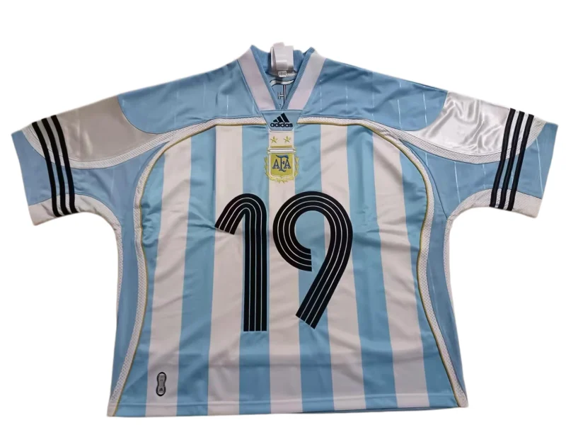2006 Argentina World Cup Home retro soccer Jersey (Lionel Messi #19)