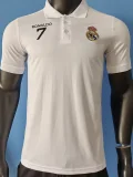 2025-26 Real Madrid White Player version Polo Short Sleeve Soccer Jersey - Ronaldo #7