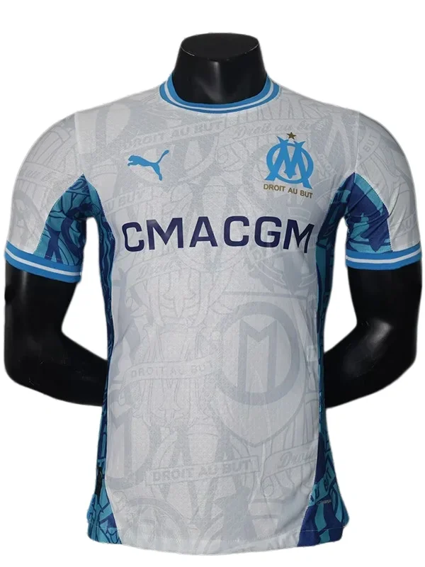 24-25 Marseille White & Blue Special Edition Player Version Soccer Jersey