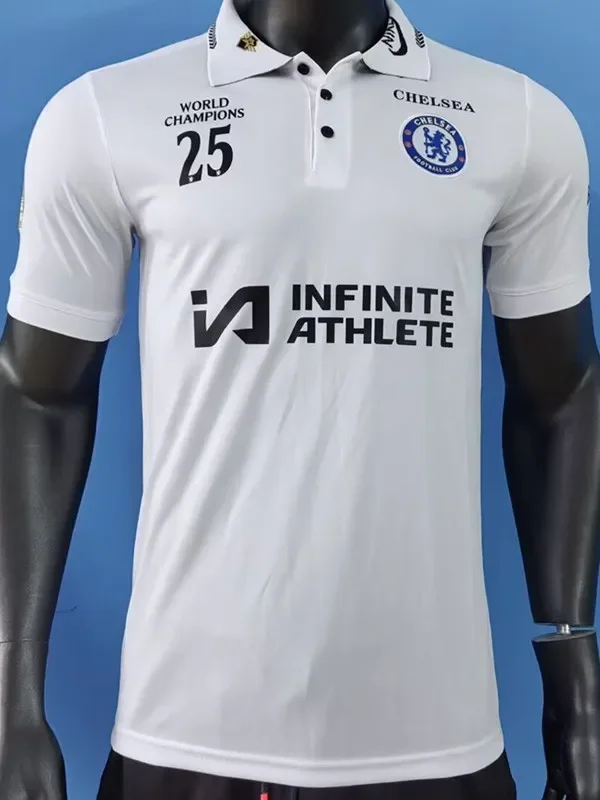 2025-26 Mens Chelsea  White Classic Polo Player version Soccer Jersey
