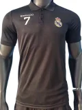 2025-26 Real Madrid Black Player version Polo Short Sleeve Soccer Jersey - Ronaldo #7