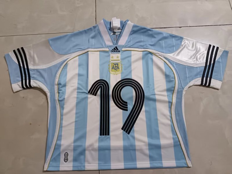 2006 Argentina World Cup Home retro soccer Jersey (Lionel Messi #19)