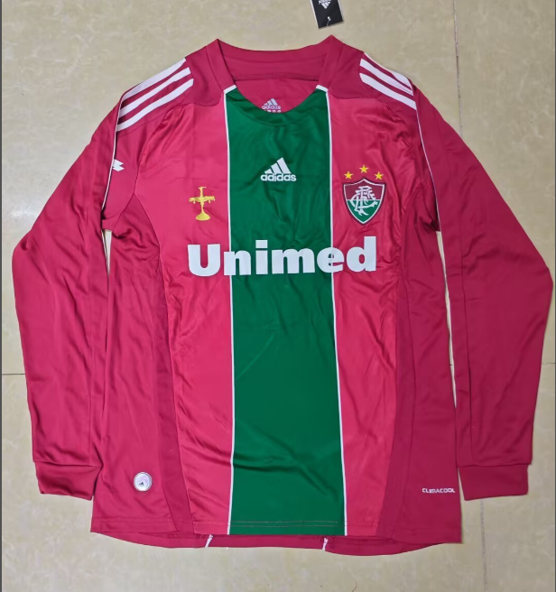 2010–2011 Fluminense Red Green Long Sleeve Retro Soccer Jersey
