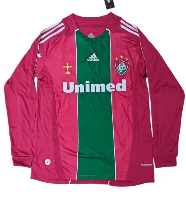 2010–2011 Fluminense Red Green Long Sleeve Retro Soccer Jersey