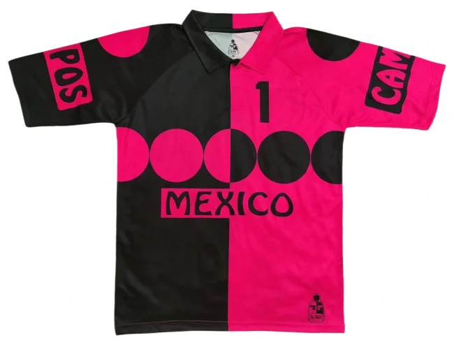 Campos  Mexico Pink Black #1 Retro Soccer Jersey