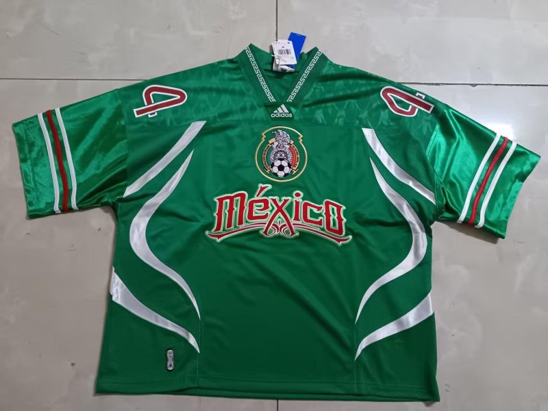 2002 Mexico  World Cup Home #4 Green Retro  soccer Jersey