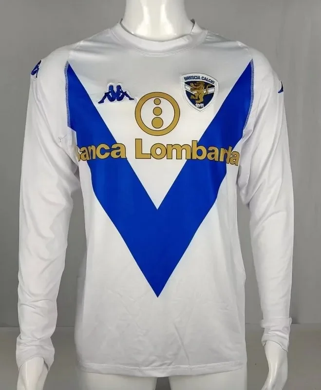 2003-2004 Brescia Calcio Away Long Sleeve Retro  White Soccer Jersey