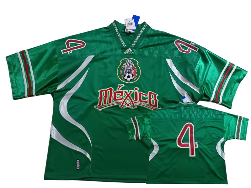 2002 Mexico  World Cup Home #4 Green Retro  soccer Jersey