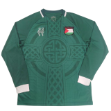 Mens Palestine（Palestina）retro dark green long sleeve soccer jersey