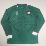 Mens Palestine（Palestina）retro dark green long sleeve soccer jersey