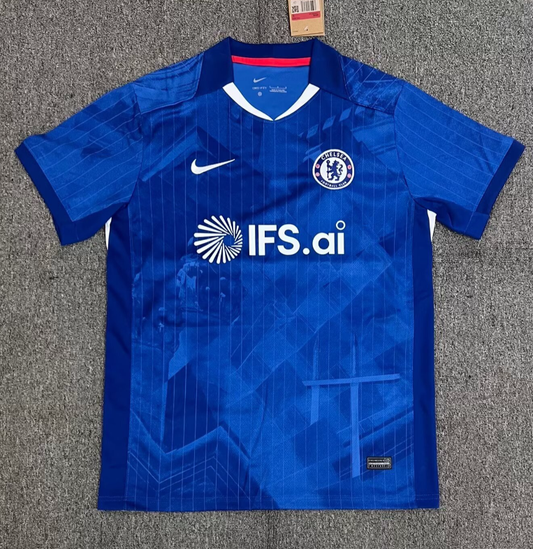 2025-2026 Chelsea Home with New Sponor Logo  Fan Version Soccer Jersey