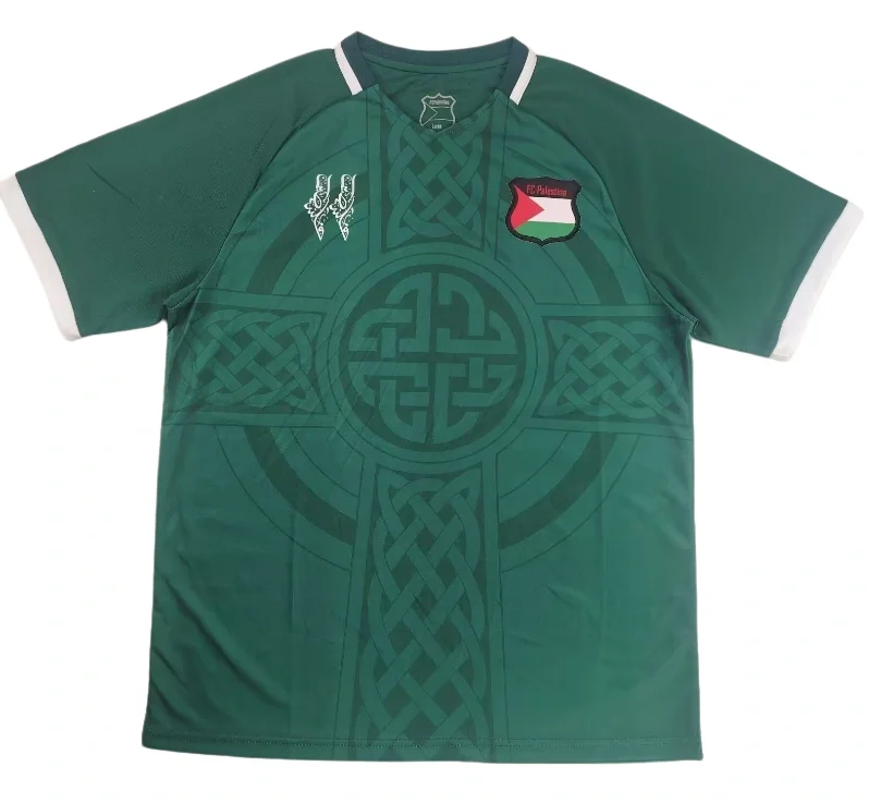 Mens Palestine（Palestina）retro dark green  soccer jersey