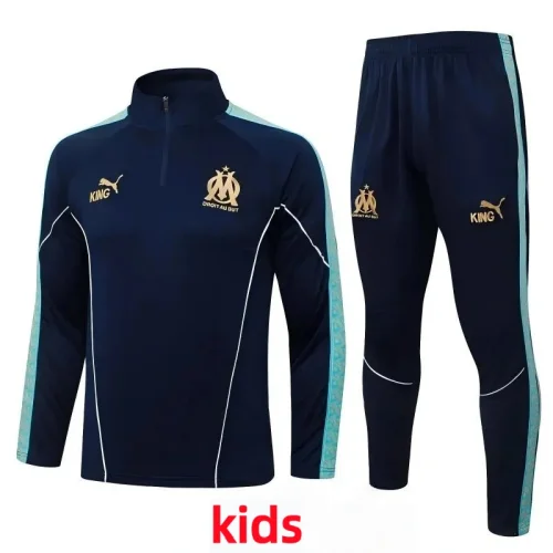 2025-26  Kids Marseille Royal blue Half Pull Tracksuit #E25237
