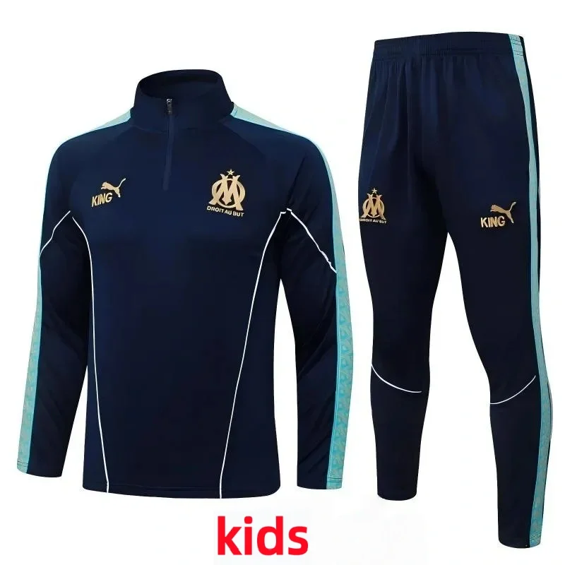 2025-26  Kids Marseille Royal blue Half Pull Tracksuit #E25237
