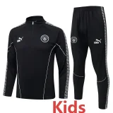 2025-26  Kids Manchester City Black  Half Pull Tracksuit #E25238
