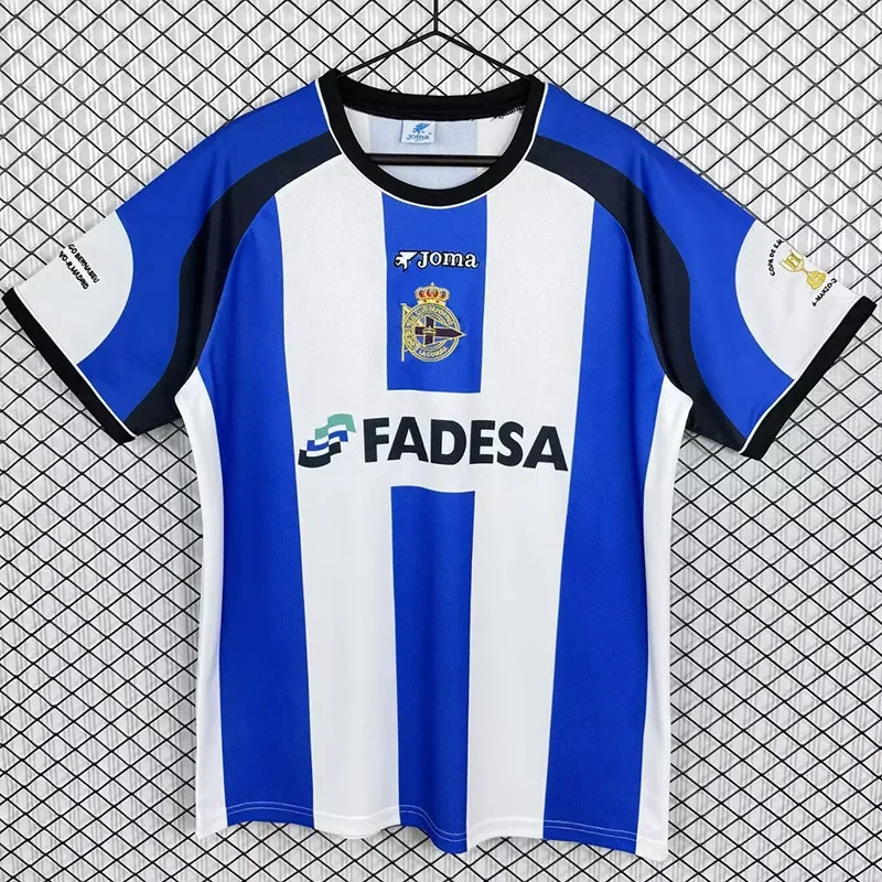 2001-02 Mens retro Deportivo La Coruna  home soccer Jersey