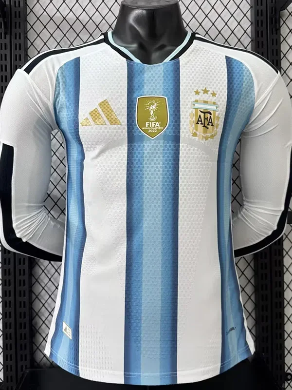 2026-27 Mens Argentina home Player version with FIFA World Champions 2022 Patch long sleeve soccer Jersey