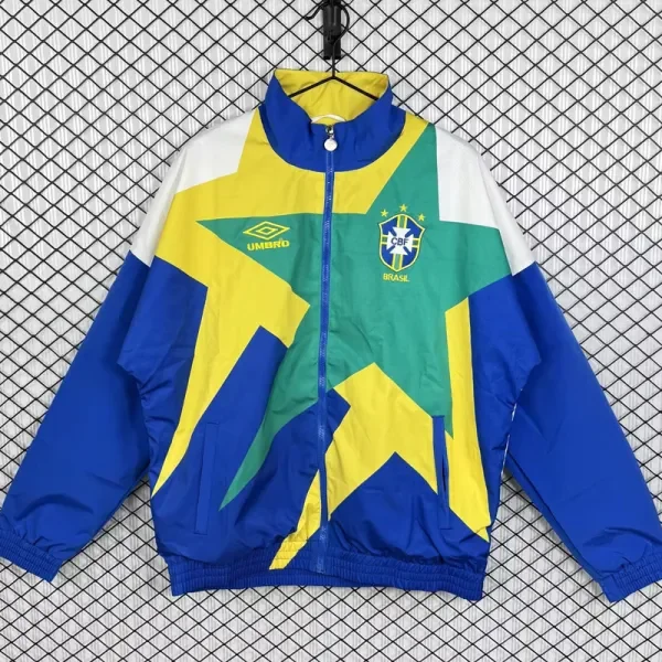 1993-94 Brazil Blue yellow green Retro Windbreaker