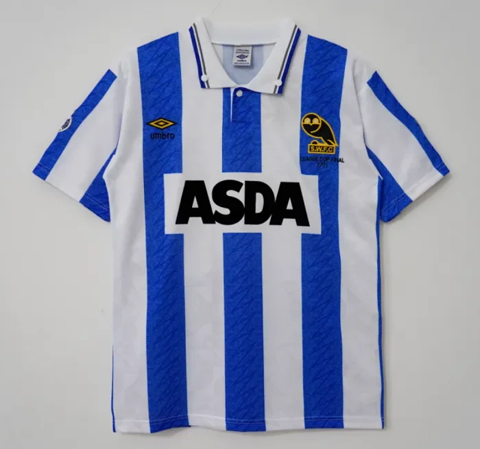 1991 Sheffield Wednesday retro League Cup Final Soccer Jersey