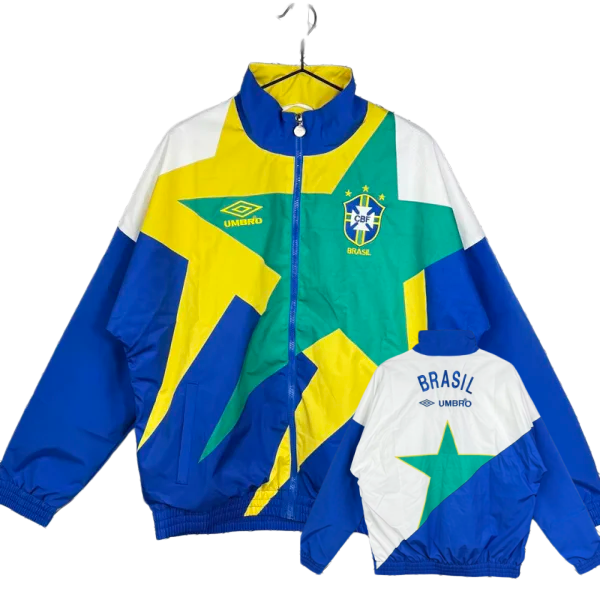 1993-94 Brazil Blue yellow green Retro Windbreaker