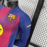 2025-26 Mens Barcelona Home   Long Sleeve Player Version Soccer Jersey