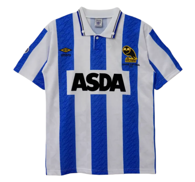 1991 Sheffield Wednesday retro League Cup Final Soccer Jersey