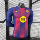 2025-26 Mens Barcelona Home   Long Sleeve Player Version Soccer Jersey