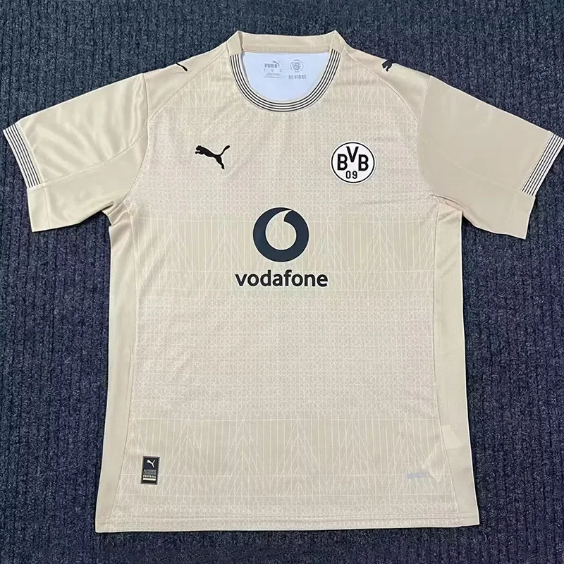 2025-26  Borussia Dortmund Beige Rote Erde 100th Anniversary Fans Soccer Jersey