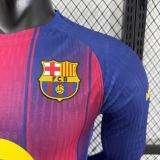 2025-26 Mens Barcelona Home   Long Sleeve Player Version Soccer Jersey