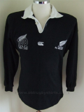 1992 New Zealand Black Polo long sleeve Rugby Jersey (有领)