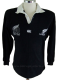 1992 New Zealand Black Polo long sleeve Rugby Jersey (有领)