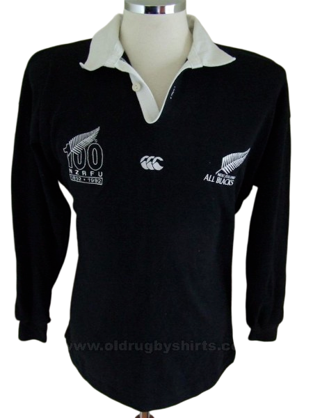 1992 New Zealand Black Polo long sleeve Rugby Jersey (有领)
