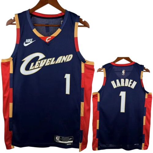 25-26 Cleveland Cavaliers HARDEN #1 Royal blue Retro Top Quality Hot Pressing NBA Jersey (V领)