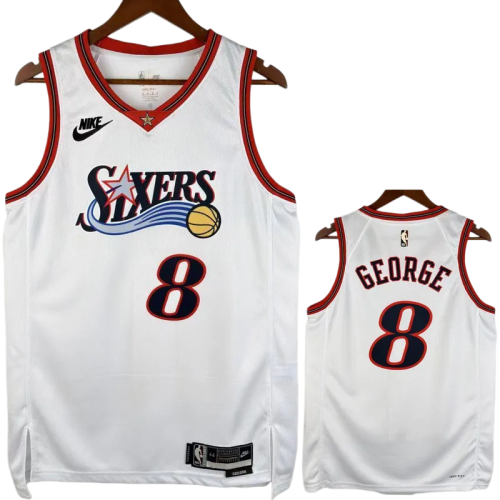 25-26 76ERS GEORGE #8 White Top Quality Hot Pressing NBA Jersey (V领）