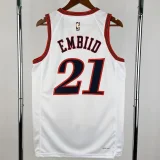 25-26 76ERS EMBIID #21 White Top Quality Hot Pressing NBA Jersey (V领)