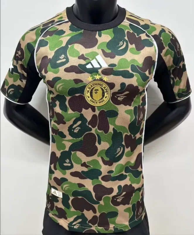 2025-26 Mens Bathing APE Green Player version soccer jersey