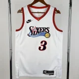 25-26 76ERS IVERSON #3 White Top Quality Hot Pressing NBA Jersey (V领)
