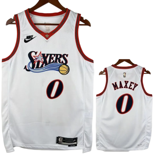 25-26 76ERS MAXEY #0 White Top Quality Hot Pressing NBA Jersey (V领)
