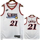 25-26 76ERS EMBIID #21 White Top Quality Hot Pressing NBA Jersey (V领)