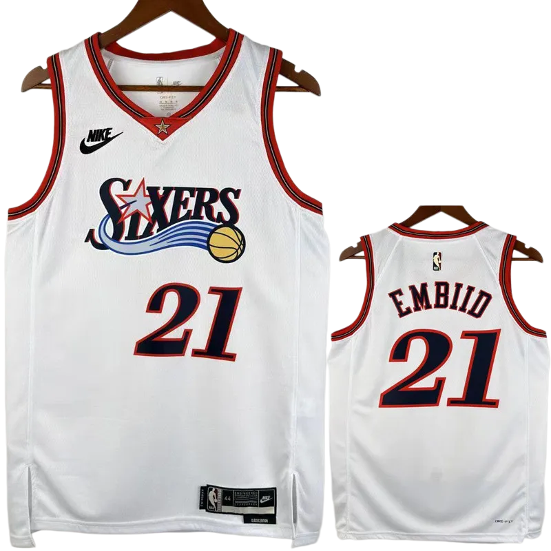 25-26 76ERS EMBIID #21 White Top Quality Hot Pressing NBA Jersey (V领)