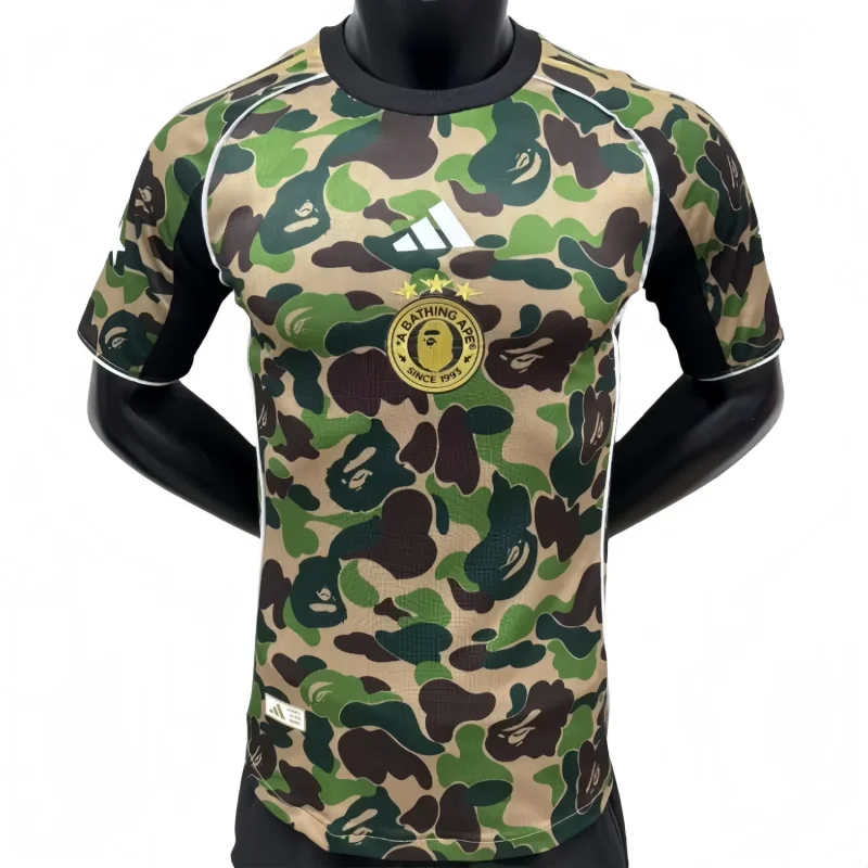 2025-26 Mens Bathing APE Green Player version soccer jersey