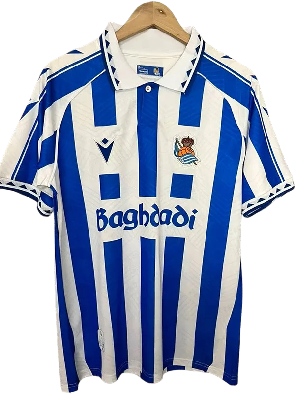 2025-26 Mens Real Sociedad White Blue  Special Editio soccer jersey