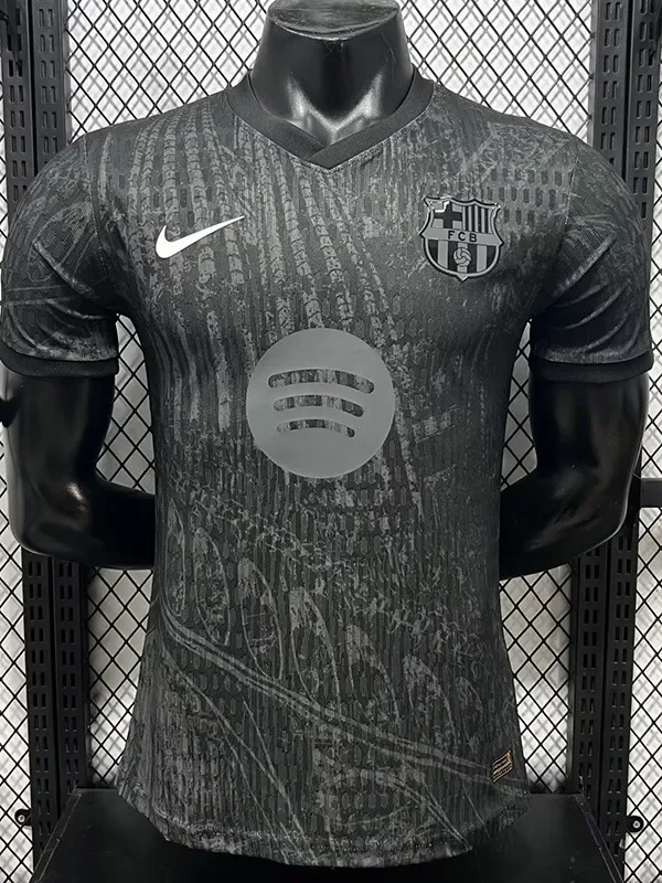 2025-26 Mens Barcelona Grey Black Special Edition Player Version soccer Jersey