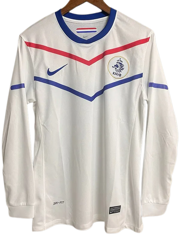 2010 Netherlands Away Long Sleeve Retro Soccer Jersey