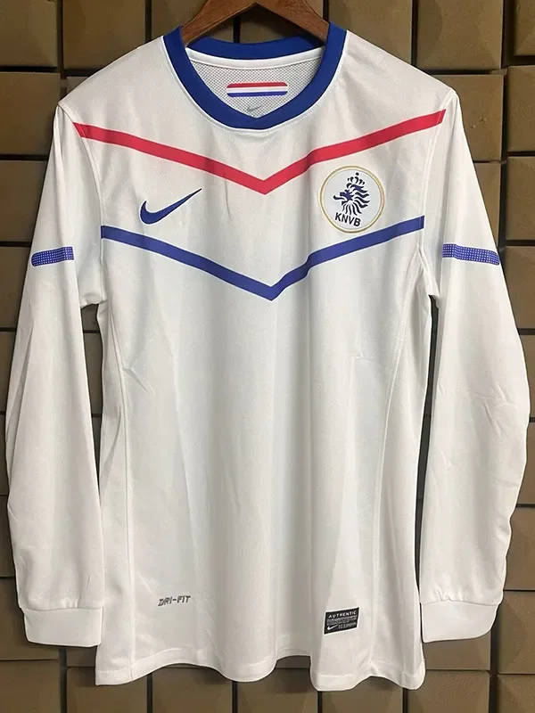 2010 Netherlands Away Long Sleeve Retro Soccer Jersey