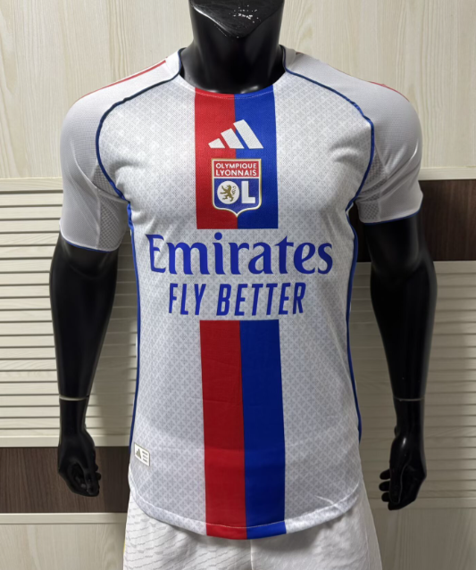 2025-26 Mens Lyon home white  Player version Soccer Jersey